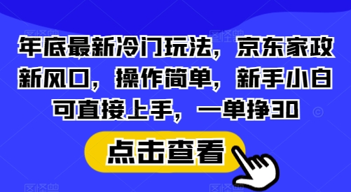年底最新冷门玩法，京东家政新风口，操作简单，新手小白可直接上手，一单挣30【揭秘】互联网行业-互联网创业-创业网-知识创造价值 新生无限可能网创星球