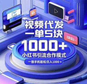 视频代发，一单5块，小红书引流合作模式，一部手机轻松日入多张【揭秘】互联网行业-互联网创业-创业网-知识创造价值 新生无限可能网创星球