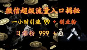 微信超级流量入口揭秘：一小时引流 99 + 创业粉，日涨粉 999 +互联网行业-互联网创业-创业网-知识创造价值 新生无限可能网创星球