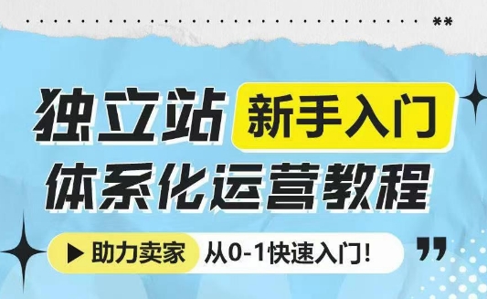 独立站新手入门体系化运营教程,助力独立站卖家从0-1快速入门!互联网行业-互联网创业-创业网-知识创造价值 新生无限可能网创星球