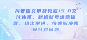 抖音图文带货教程15.0交付体系,新增账号运营锦囊、稳出单进、快速解决账号针对问题互联网行业-互联网创业-创业网-知识创造价值 新生无限可能网创星球