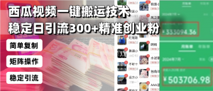 西瓜视频一键搬运技术，稳定日引流300+精准创业粉，简单可复制给团队，...互联网行业-互联网创业-创业网-知识创造价值 新生无限可能网创星球