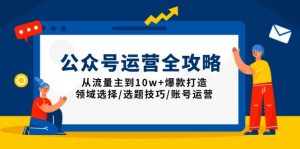 公众号运营全攻略：从流量主到10w+爆款打造，领域选择/选题技巧/账号运营互联网行业-互联网创业-创业网-知识创造价值 新生无限可能网创星球