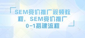 SEM竞价推广视频教程，SEM竞价推广0-1搭建流程互联网行业-互联网创业-创业网-知识创造价值 新生无限可能网创星球