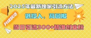 2025年最新独家引流方法，低投入高回报？当日引流300+精准创业粉互联网行业-互联网创业-创业网-知识创造价值 新生无限可能网创星球