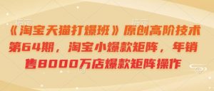 《淘宝天猫打爆班》原创高阶技术第64期，淘宝小爆款矩阵，年销售8000万店爆款矩阵操作互联网行业-互联网创业-创业网-知识创造价值 新生无限可能网创星球