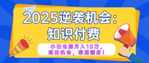 2025逆袭项目——知识付费，小白也能月入10万年入百万，抓住机会彻底翻...互联网行业-互联网创业-创业网-知识创造价值 新生无限可能网创星球