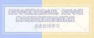 知乎小说推文怎么玩，知乎小说推文项目保姆级实战教程互联网行业-互联网创业-创业网-知识创造价值 新生无限可能网创星球