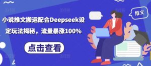 小说推文搬运配合Deepseek设定玩法揭秘，流量暴涨100%互联网行业-互联网创业-创业网-知识创造价值 新生无限可能网创星球