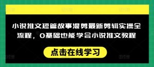 小说推文短篇故事混剪最新剪辑实操全流程，0基础也能学会小说推文教程，肯干多发日入多张互联网行业-互联网创业-创业网-知识创造价值 新生无限可能网创星球