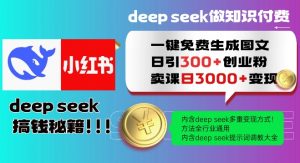 Deepseek一键免费生成小红书图文日引300+创业粉，日变现多张教程，方法全行业通用！互联网行业-互联网创业-创业网-知识创造价值 新生无限可能网创星球