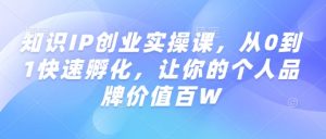 知识IP创业实操课，从0到1快速孵化，让你的个人品牌价值百W互联网行业-互联网创业-创业网-知识创造价值 新生无限可能网创星球