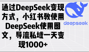 通过DeepSeek变现方式，小红书教使用DeepSeek图文，导流私域一天变现1000+互联网行业-互联网创业-创业网-知识创造价值 新生无限可能网创星球