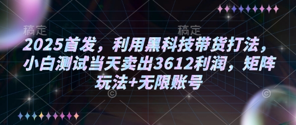 2025首发，利用黑科技带货打法，小白测试当天卖出3612利润，矩阵玩法+无限账号【揭秘】互联网行业-互联网创业-创业网-知识创造价值 新生无限可能网创星球
