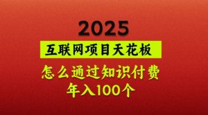 2025项目天花板，普通怎么通过知识付费翻身，年入百个【揭秘】互联网行业-互联网创业-创业网-知识创造价值 新生无限可能网创星球