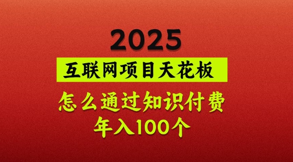 2025项目天花板，普通怎么通过知识付费翻身，年入百个【揭秘】互联网行业-互联网创业-创业网-知识创造价值 新生无限可能网创星球