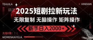 2025短剧拉新玩法，无需注册登录，无限0撸，无脑批量操作日入2000+互联网行业-互联网创业-创业网-知识创造价值 新生无限可能网创星球