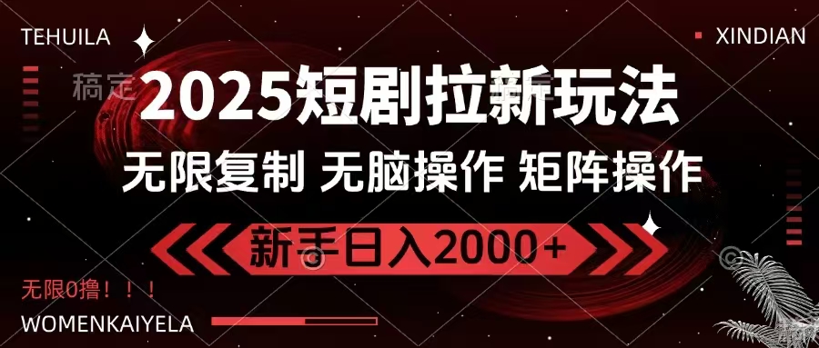 2025短剧拉新玩法，无需注册登录，无限0撸，无脑批量操作日入2000+互联网行业-互联网创业-创业网-知识创造价值 新生无限可能网创星球