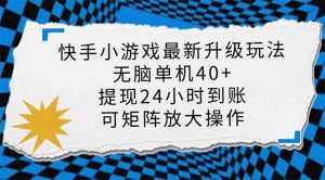 快手小游戏最新版升级玩法，新风口，无脑单机日入40+，可批量放大，小...互联网行业-互联网创业-创业网-知识创造价值 新生无限可能网创星球