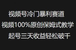 视频号冷门暴利赛道视频100%原创保姆式教学起号三天收益轻松破千互联网行业-互联网创业-创业网-知识创造价值 新生无限可能网创星球