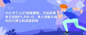 小红书个人IP陪跑课程，开启你职业生涯的PLAN-B，素人也能火成为百万博主的流量密码互联网行业-互联网创业-创业网-知识创造价值 新生无限可能网创星球