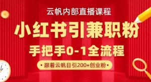 云帆内部直播课，小红书引流兼职粉教程，日引500+月变现过W互联网行业-互联网创业-创业网-知识创造价值 新生无限可能网创星球