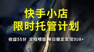 快手小店限时托管计划，收益55分，全程喂饭，单日稳定变现5张【揭秘】互联网行业-互联网创业-创业网-知识创造价值 新生无限可能网创星球