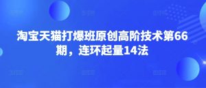 淘宝天猫打爆班原创高阶技术第66期，连环起量14法互联网行业-互联网创业-创业网-知识创造价值 新生无限可能网创星球