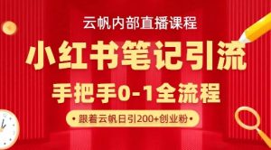 云帆内部直播课·小红书笔记引流，手把手从0-1全流程互联网行业-互联网创业-创业网-知识创造价值 新生无限可能网创星球