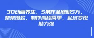 3D动画养生，5条作品涨粉5万，条条爆款，制作流程简单，私域变现能力强互联网行业-互联网创业-创业网-知识创造价值 新生无限可能网创星球