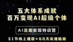五大体系成就百万变现AI超级个体- AI流量变现特训营，一步一步教你一个人怎么年入百W互联网行业-互联网创业-创业网-知识创造价值 新生无限可能网创星球