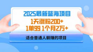 2025蓝海项目 1天涨粉200+ 1单99 1个月2万+互联网行业-互联网创业-创业网-知识创造价值 新生无限可能网创星球