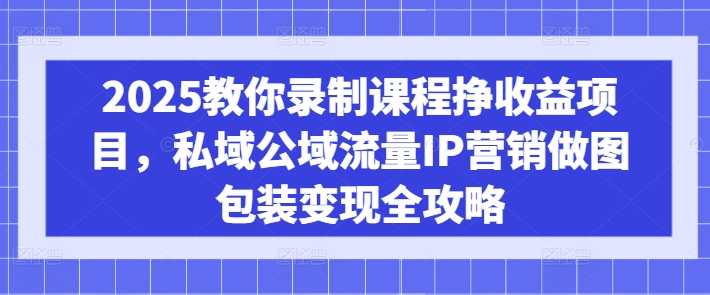 2025教你录制课程挣收益项目,私域公域流量IP营销做图包装变现全攻略互联网行业-互联网创业-创业网-知识创造价值 新生无限可能网创星球