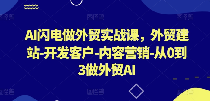 AI闪电做外贸实战课，​外贸建站-开发客户-内容营销-从0到3做外贸AI(更新)互联网行业-互联网创业-创业网-知识创造价值 新生无限可能网创星球