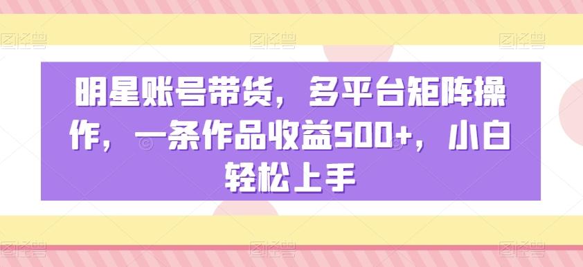 明星账号带货，多平台矩阵操作，一条作品收益500+，小白轻松上手【揭秘】互联网行业-互联网创业-创业网-知识创造价值 新生无限可能网创星球