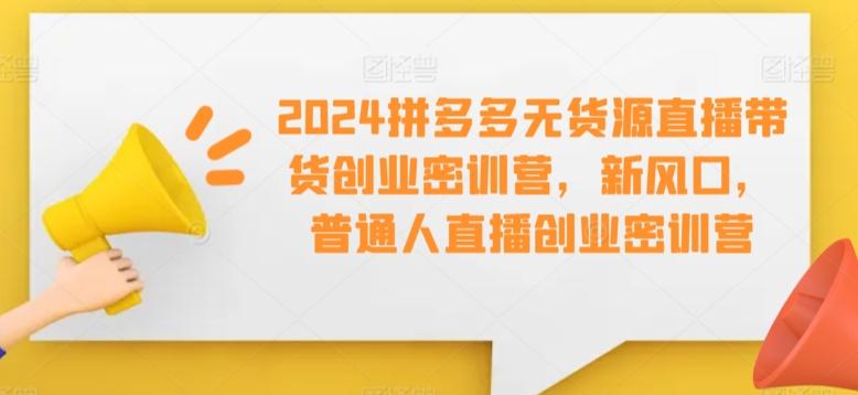 2024拼多多无货源直播带货创业密训营，新风口，普通人直播创业密训营互联网行业-互联网创业-创业网-知识创造价值 新生无限可能网创星球
