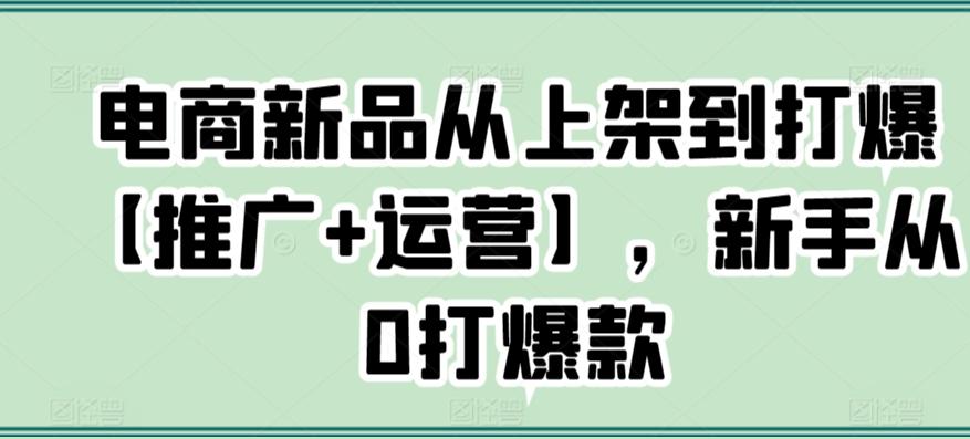电商新品从上架到打爆【推广+运营】，新手从0打爆款互联网行业-互联网创业-创业网-知识创造价值 新生无限可能网创星球