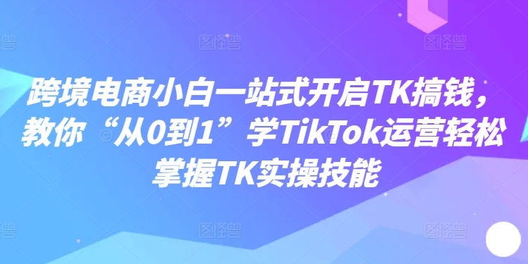 跨境电商小白一站式开启TK搞钱，教你“从0到1”学TikTok运营轻松掌握TK实操技能互联网行业-互联网创业-创业网-知识创造价值 新生无限可能网创星球