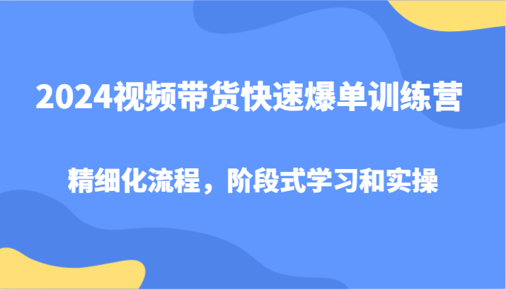 2024视频带货快速爆单训练营，精细化流程，阶段式学习和实操互联网行业-互联网创业-创业网-知识创造价值 新生无限可能网创星球