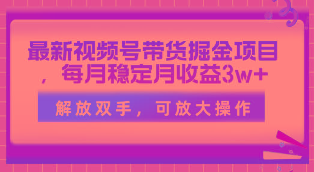 最新视频号带货掘金项目，每月稳定月收益3w+，解放双手，可放大操作互联网行业-互联网创业-创业网-知识创造价值 新生无限可能网创星球