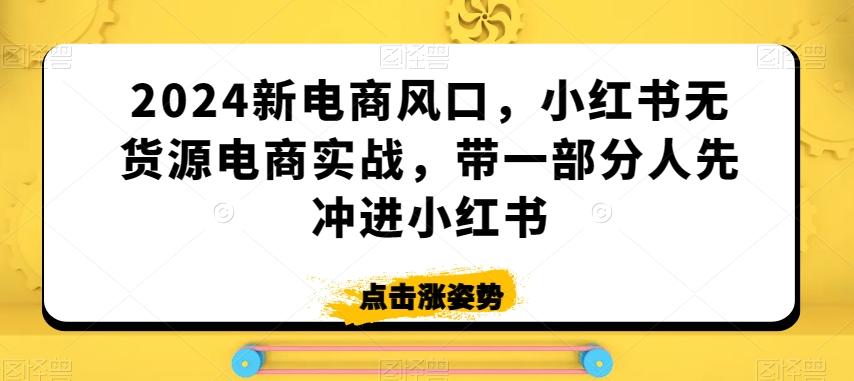 2024新电商风口，小红书无货源电商实战，带一部分人先冲进小红书互联网行业-互联网创业-创业网-知识创造价值 新生无限可能网创星球