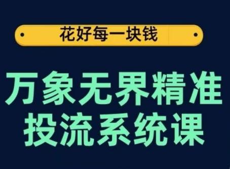 万象无界精准投流系统课，从关键词到推荐，从万象台到达摩盘，从底层原理到实操步骤互联网行业-互联网创业-创业网-知识创造价值 新生无限可能网创星球