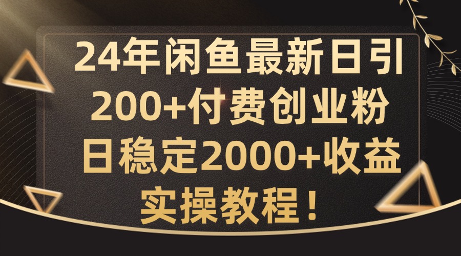 24年闲鱼最新日引200+付费创业粉日稳2000+收益，实操教程【揭秘】互联网行业-互联网创业-创业网-知识创造价值 新生无限可能网创星球