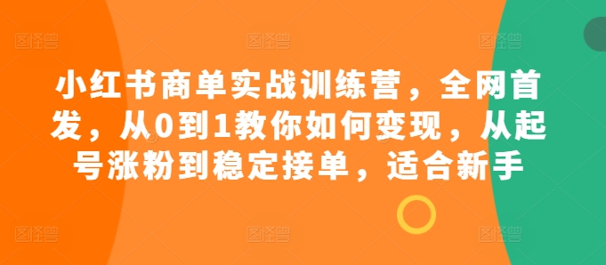 小红书商单实战训练营，全网首发，从0到1教你如何变现，从起号涨粉到稳定接单，适合新手互联网行业-互联网创业-创业网-知识创造价值 新生无限可能网创星球