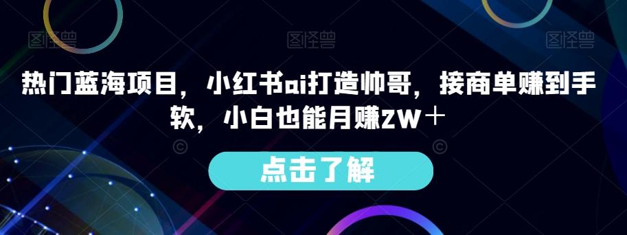 热门蓝海项目，小红书ai打造帅哥，接商单赚到手软，小白也能月赚2W＋互联网行业-互联网创业-创业网-知识创造价值 新生无限可能网创星球