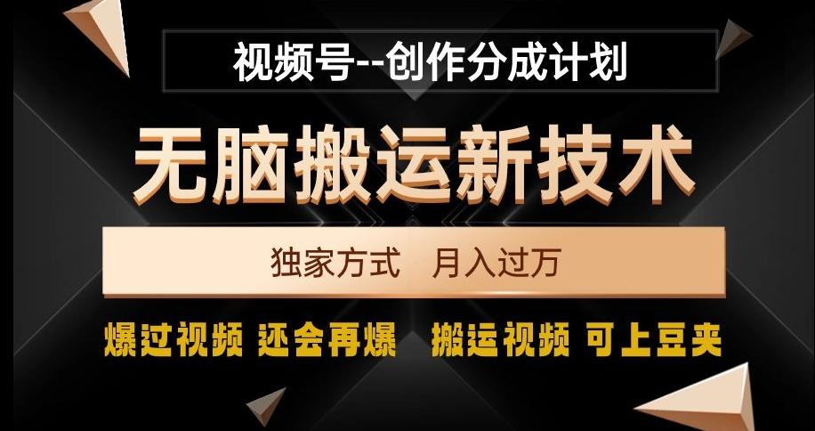 视频号无脑搬运新技术，破原创壕流量，独家方式，爆过视频，还会再爆【揭秘】互联网行业-互联网创业-创业网-知识创造价值 新生无限可能网创星球