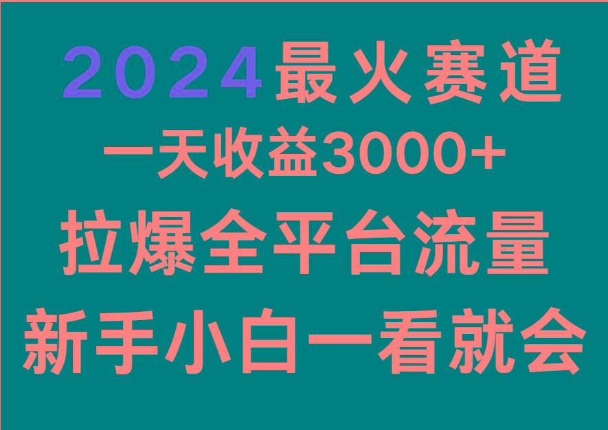 2024最火赛道，一天收一3000+.拉爆全平台流量，新手小白一看就会互联网行业-互联网创业-创业网-知识创造价值 新生无限可能网创星球