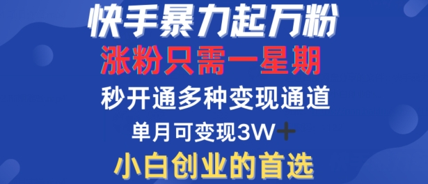 快手暴力起万粉，涨粉只需一星期，多种变现模式，直接秒开万合，单月变现过W【揭秘】互联网行业-互联网创业-创业网-知识创造价值 新生无限可能网创星球