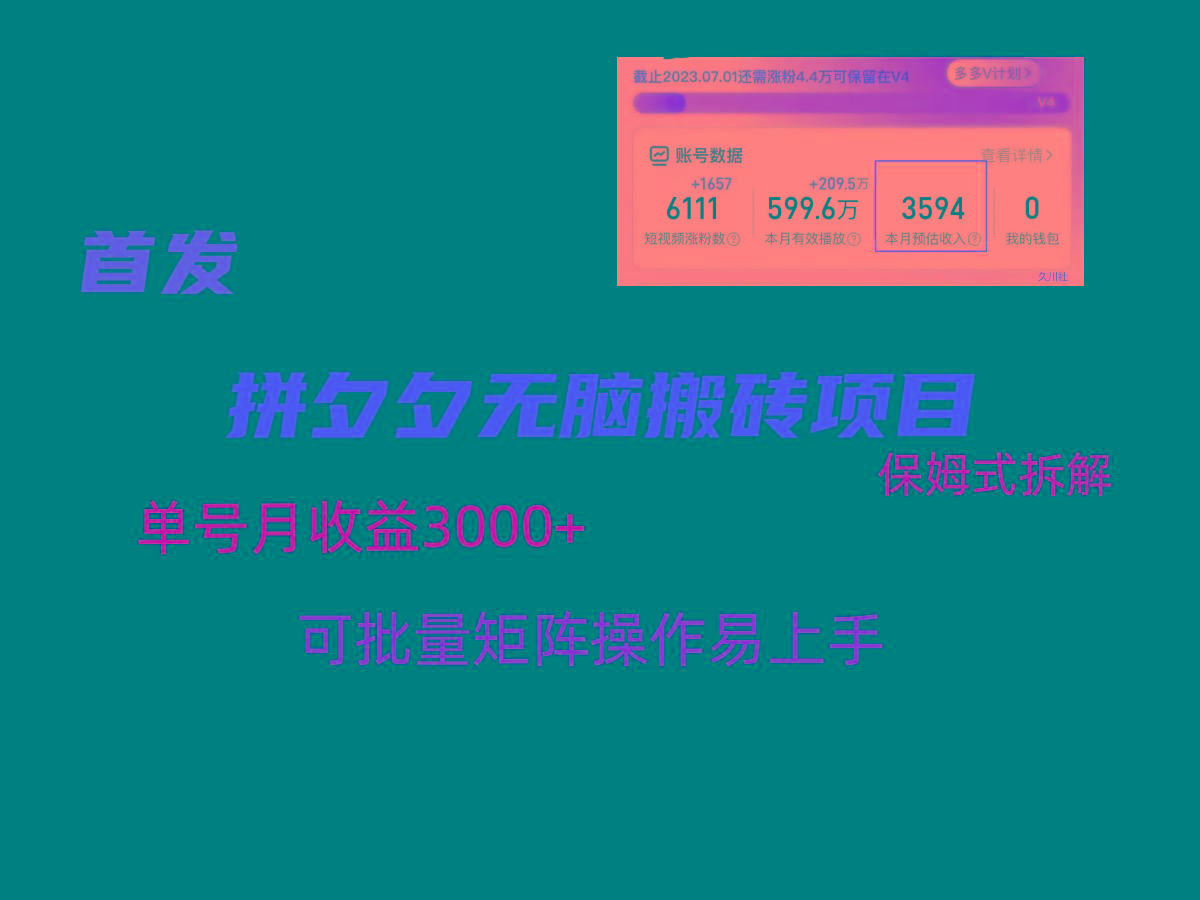 拼夕夕无脑搬砖，单号稳定收益3000+，保姆式拆解互联网行业-互联网创业-创业网-知识创造价值 新生无限可能网创星球