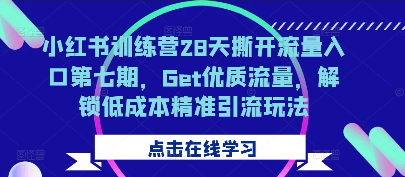 小红书训练营28天撕开流量入口第七期，Get优质流量，解锁低成本精准引流玩法互联网行业-互联网创业-创业网-知识创造价值 新生无限可能网创星球